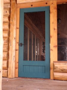 simple solid cedar screen door, green, built by john huisman