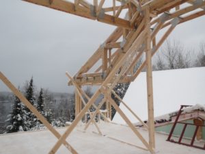 frame trusses on a custom lake home near ely mn john huisman