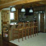 Log home kitchen, breakfast bar, granite