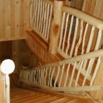 Cedar stairs and aspen log railing