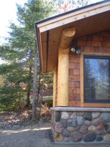 ston and cedar sauna building