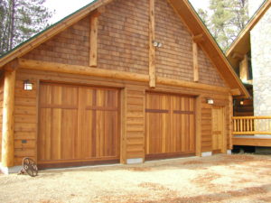 Garage, custom log home